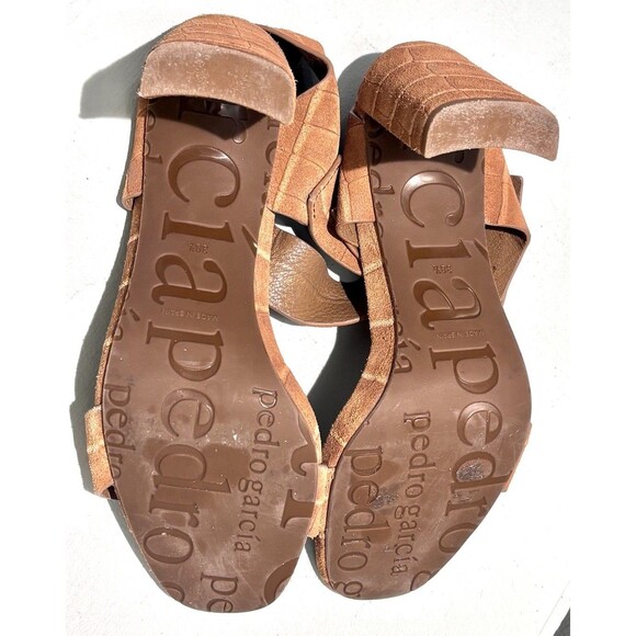 Pedro Garcia Brown Suede Block Heel Sandal Women’s Size 38.5 (US 8.5) - Picture 5 of 10